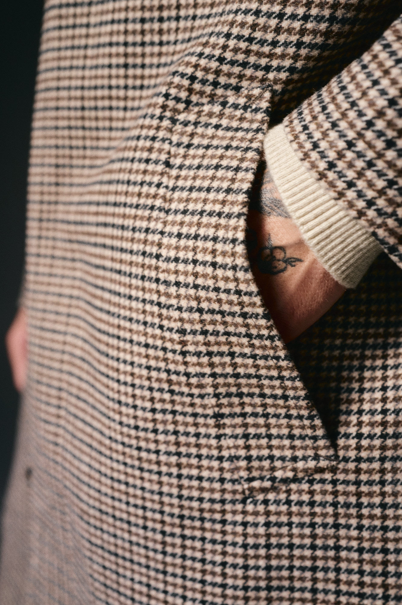 OOTO Abrigo cuadro inglesado Beige