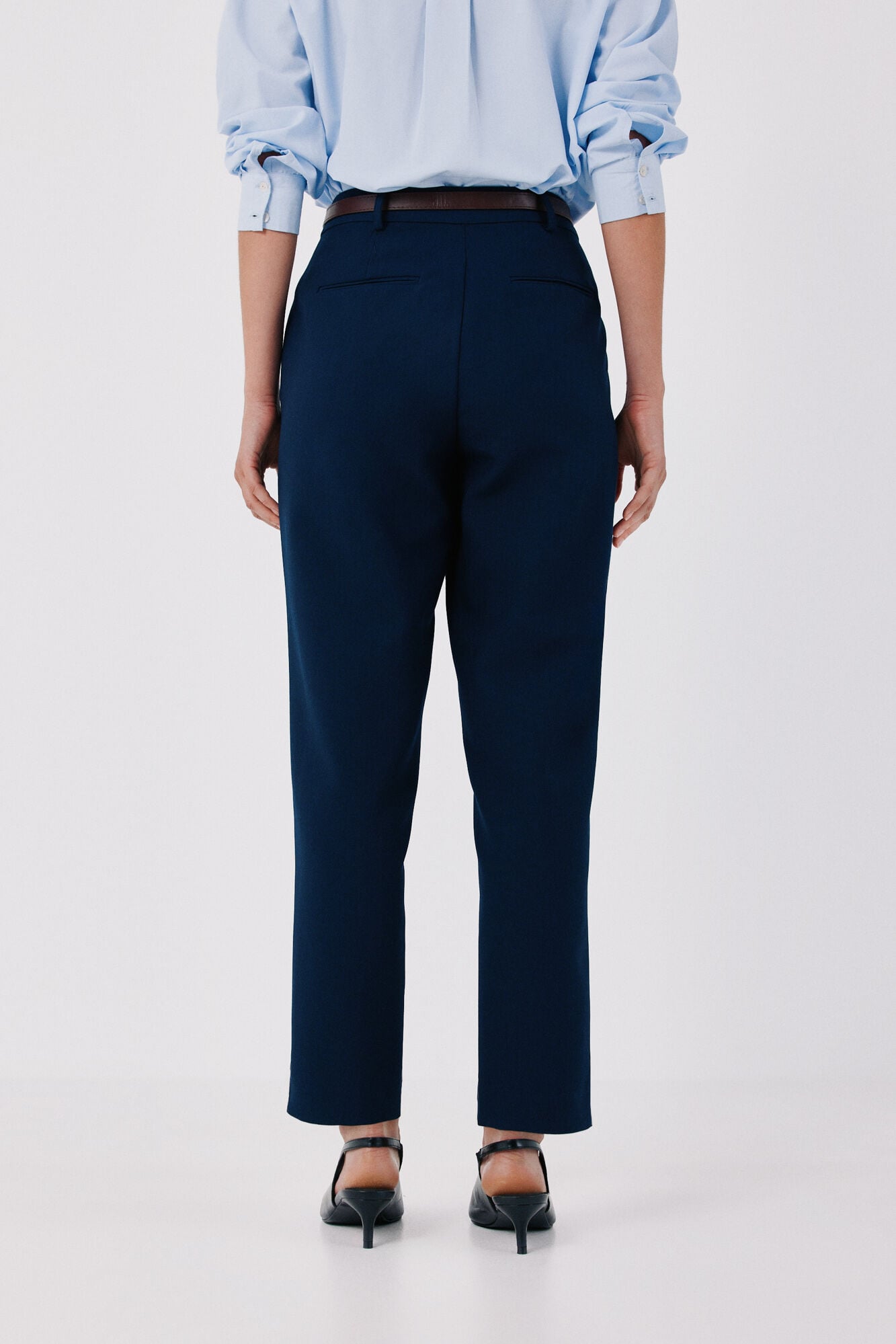 Cortefiel Women's tailored trousers with belt Navy