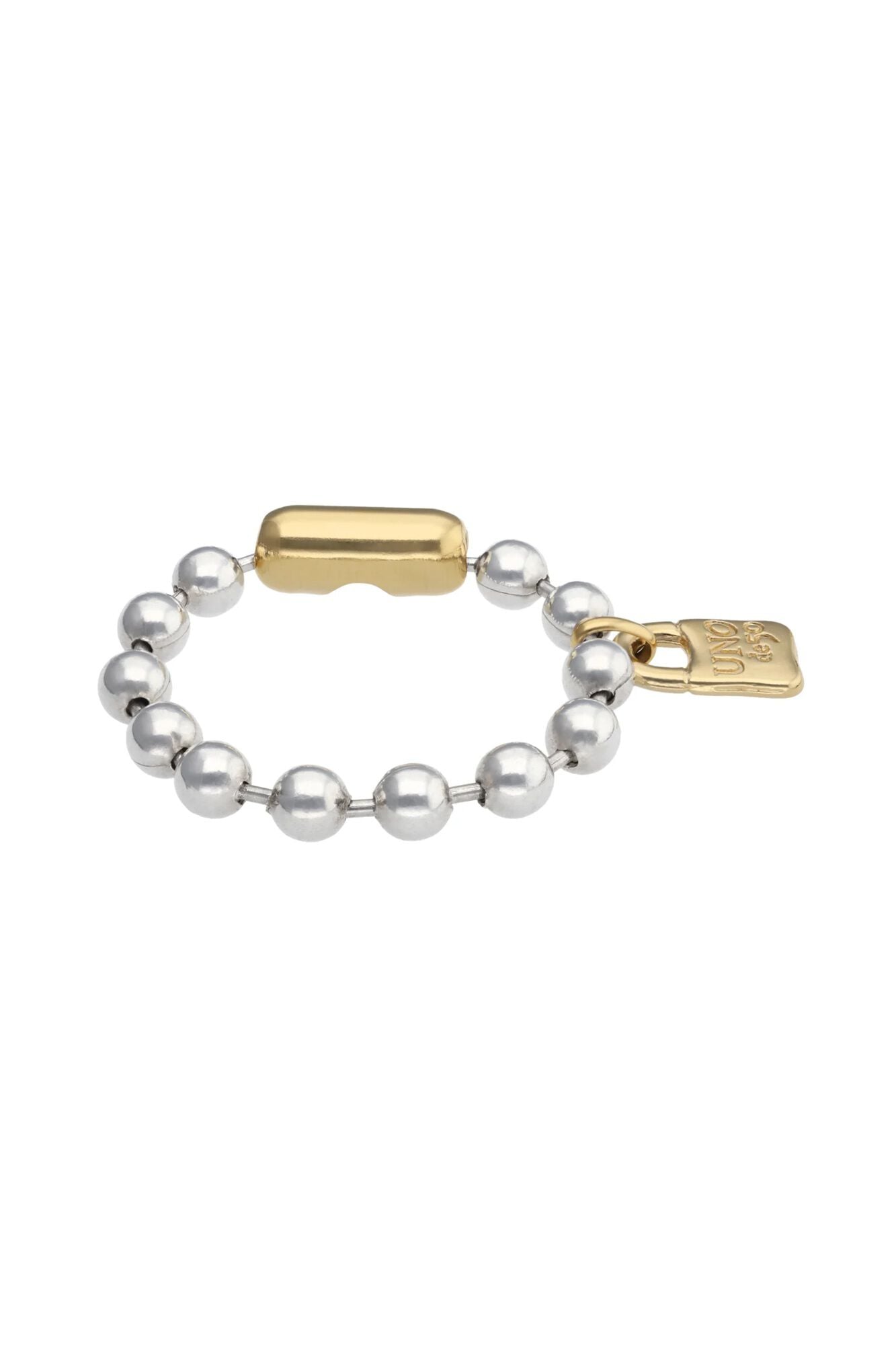 UNOde50 Pulsera esferas ba&ntilde;o oro y plata