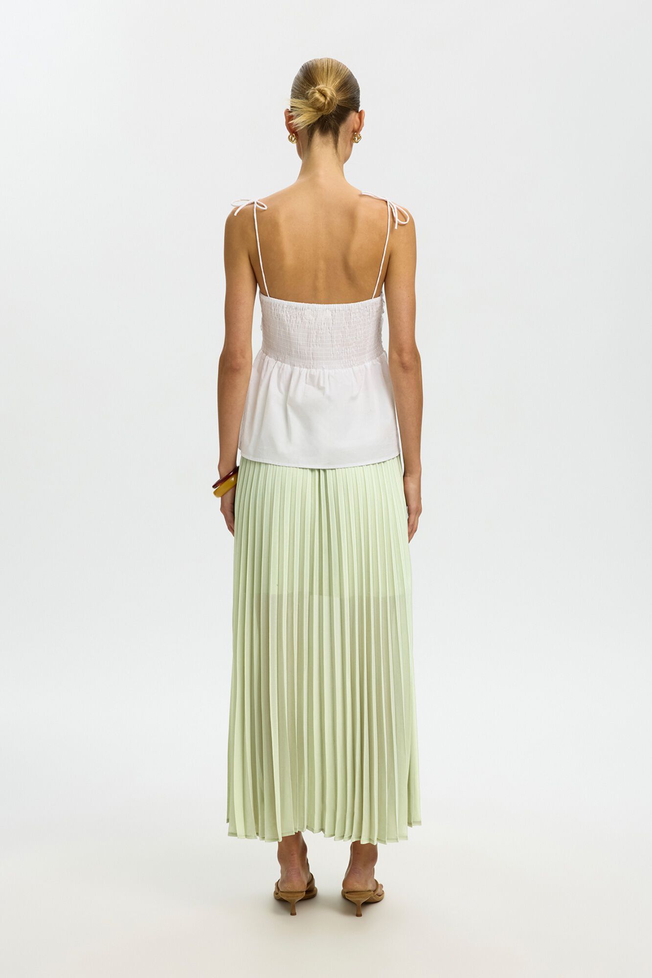 Selected Falda larga plisada Verde