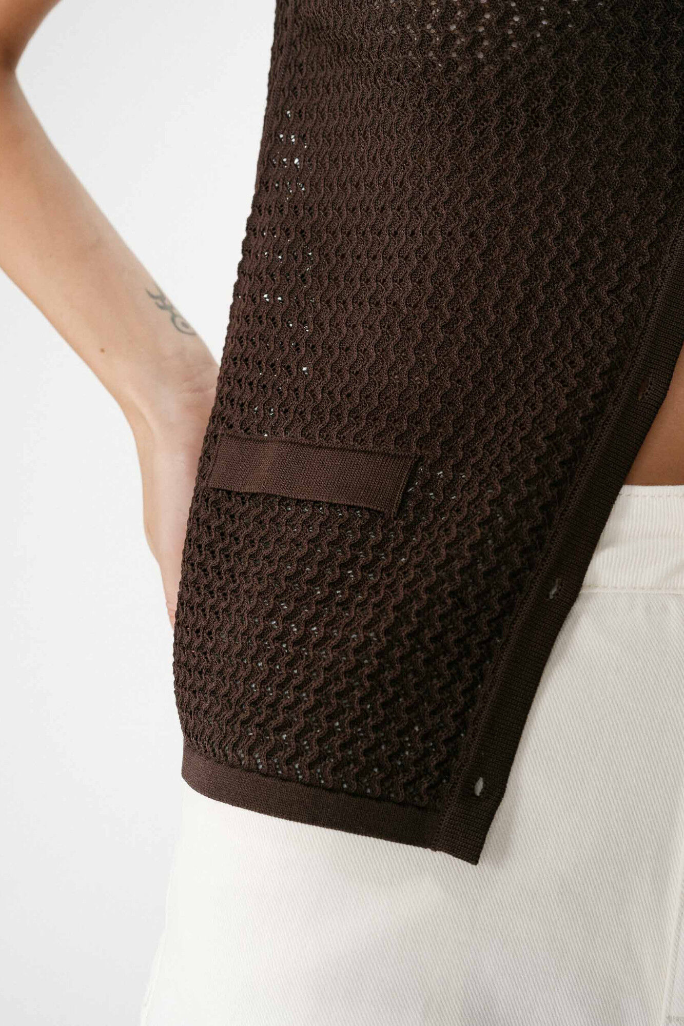 Grace & Mila Wayne openwork knit gilet Dark brown