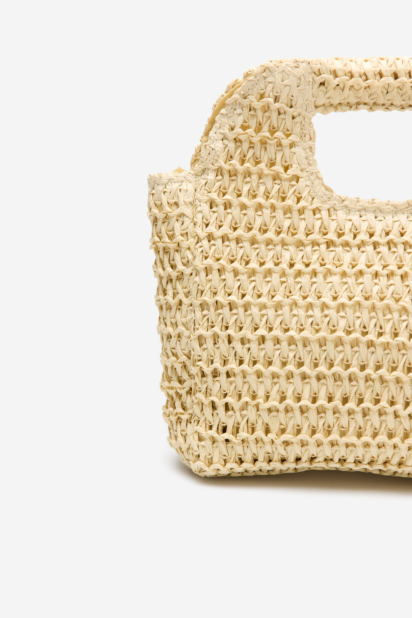 Cortefiel Raffia braided bag Ivory