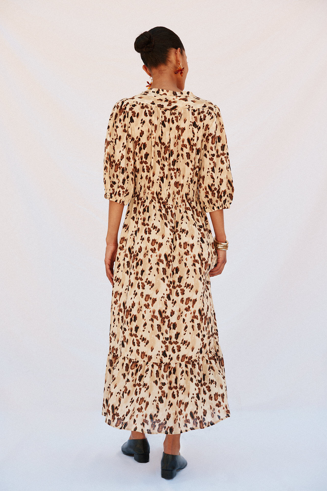 Cortefiel Long fitted print dress Multicolour