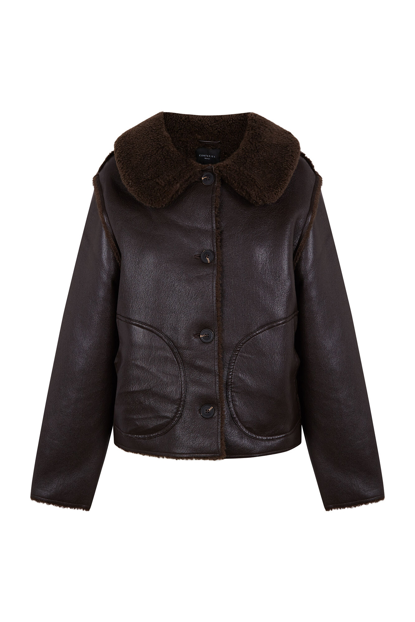 Cortefiel Double-faced jacket Dark brown