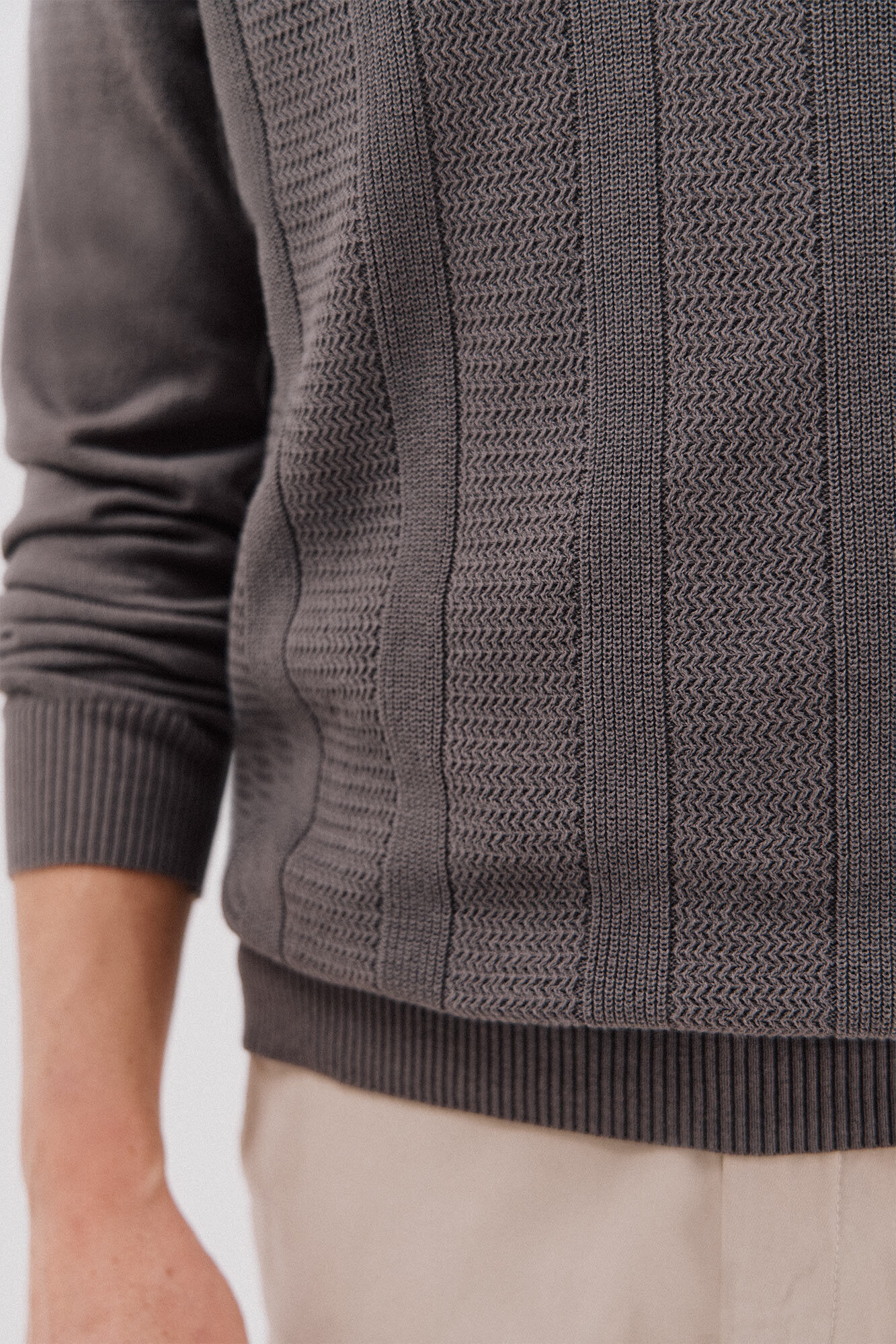 Cortefiel Su&eacute;ter de gola caixa de algod&atilde;o Cinzento