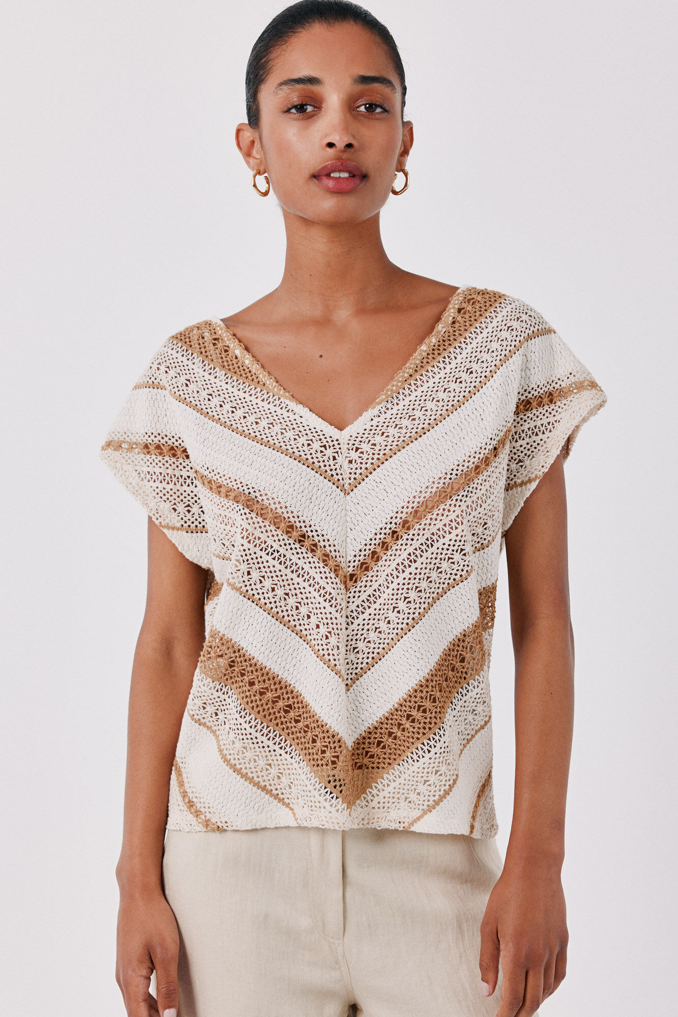 Cortefiel Multicoloured crochet T-shirt