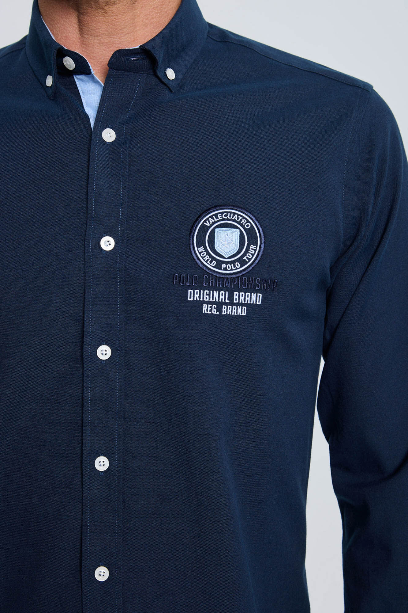 Valecuatro Camisa bordada azul marinho Azul