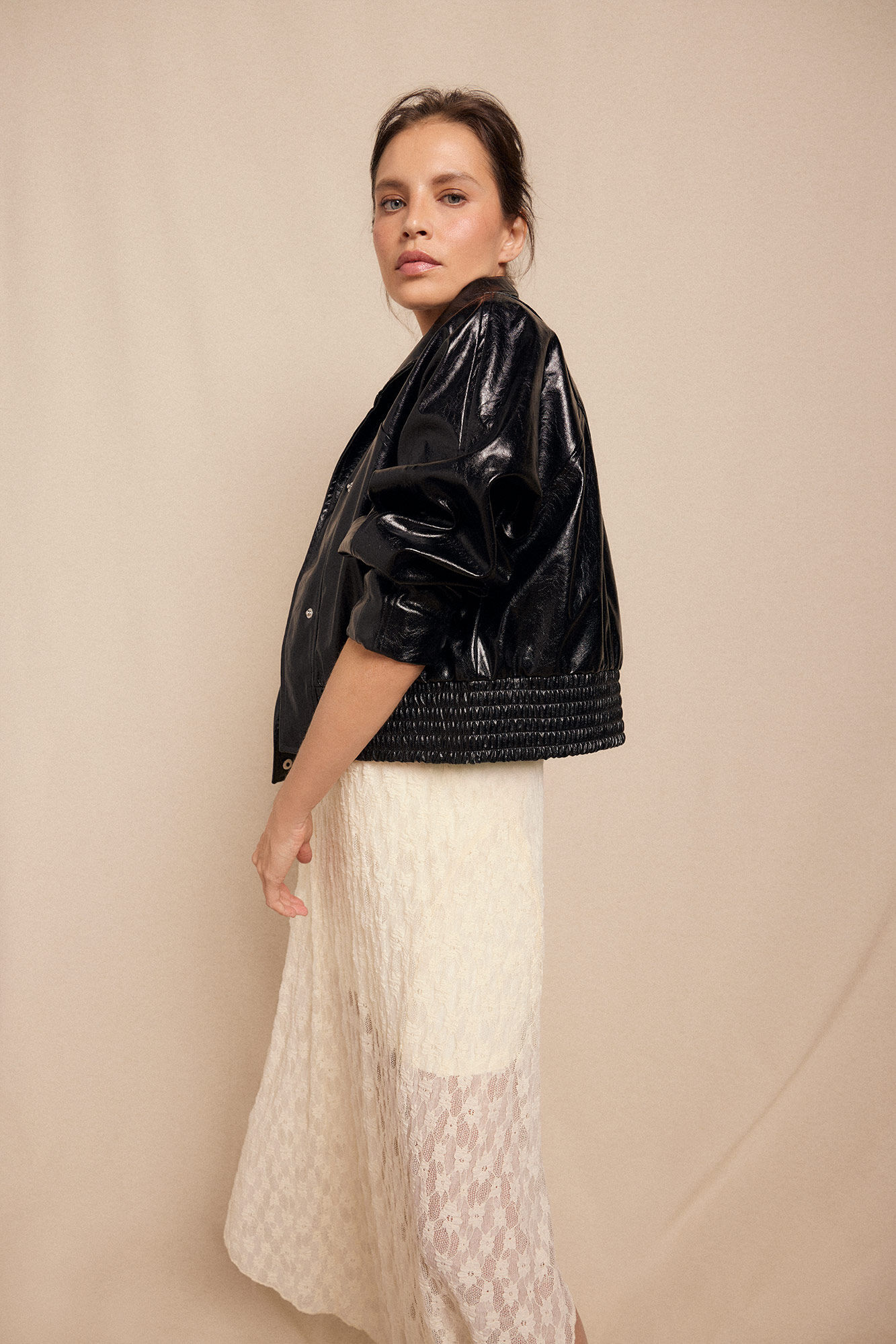 Slowlove Jaqueta com efeito pele brilhante Preto