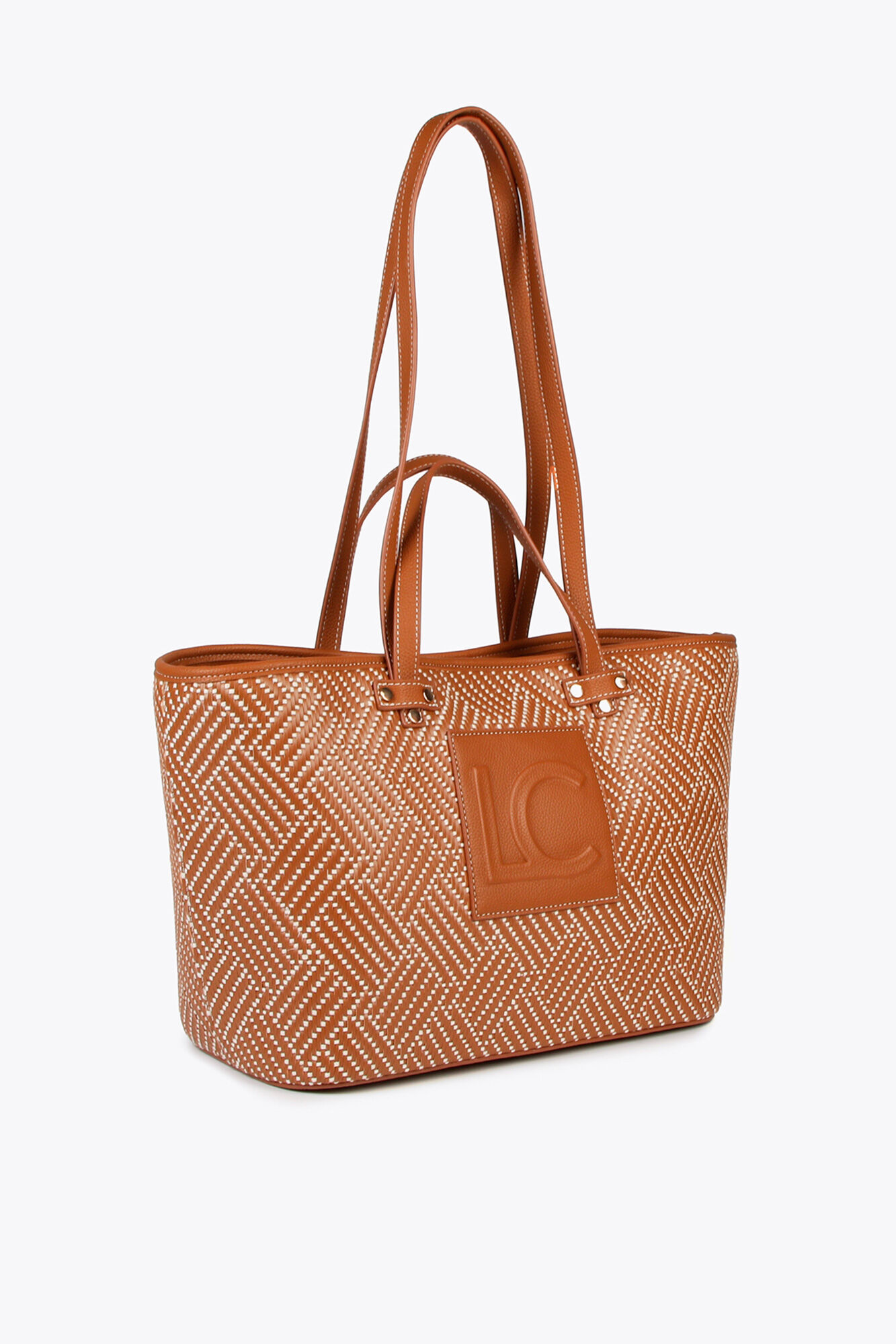 Lola Casademunt Bolso shopper trenzado Estampado beige