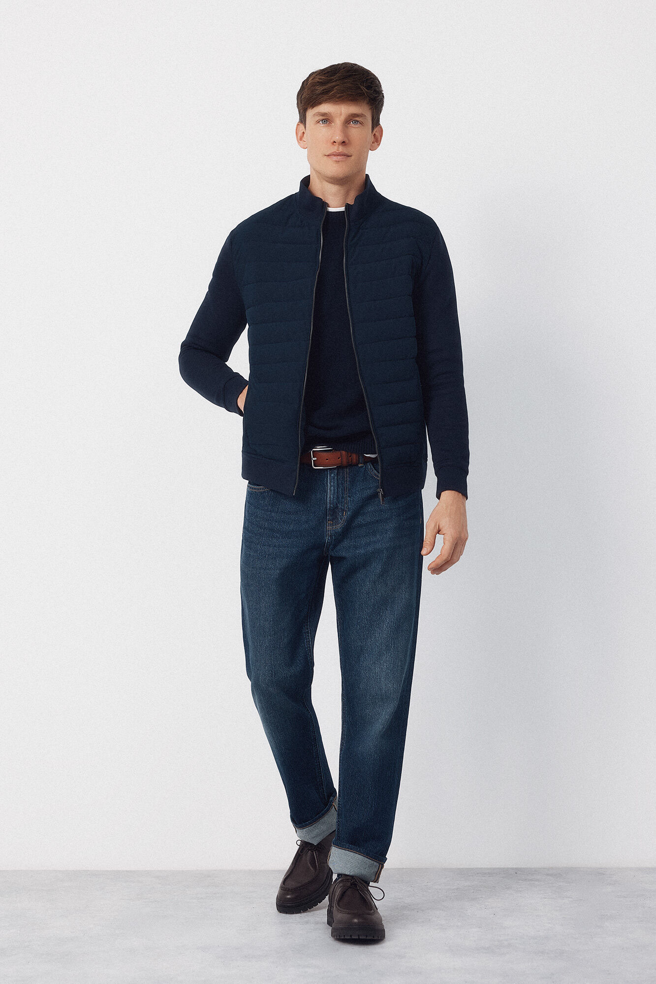 Cortefiel Combined fabric cardigan Navy