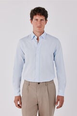 Cortefiel Cotton tencel shirt Blue
