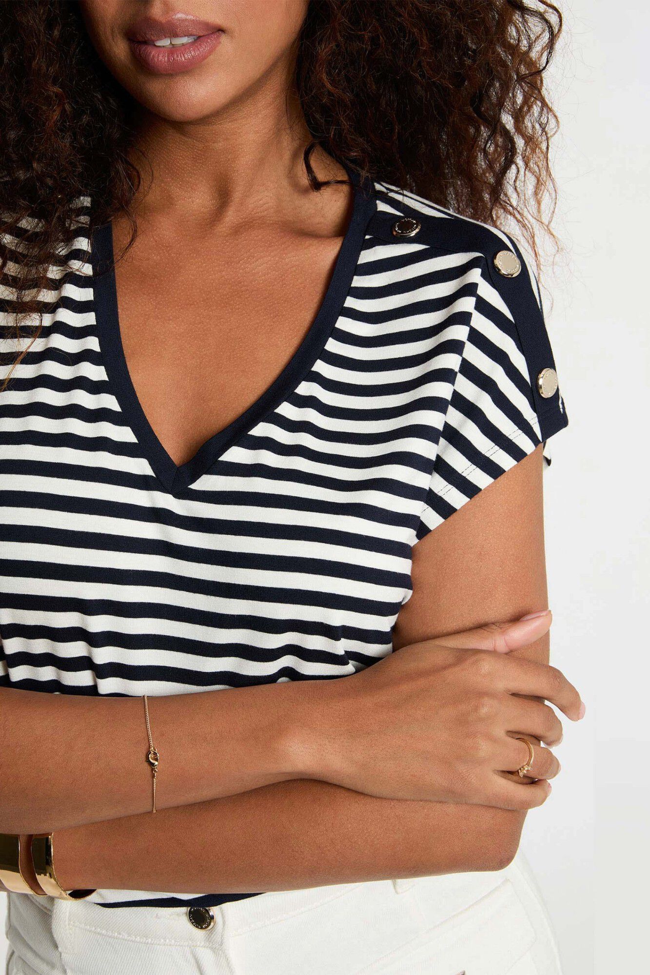 Morgan Camiseta de rayas con cuello v