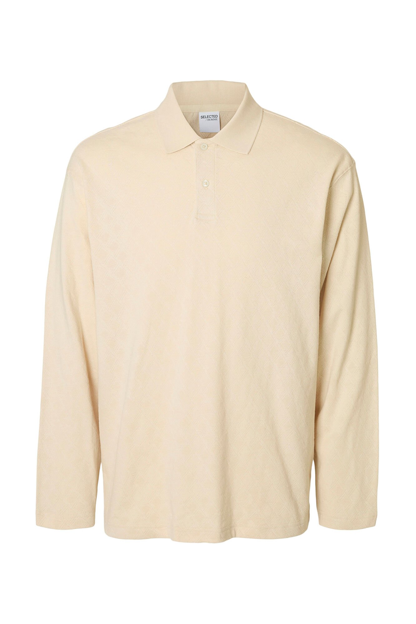 Selected Polo jacquard de manga manga 100% algod&atilde;o org&acirc;nico Tostado