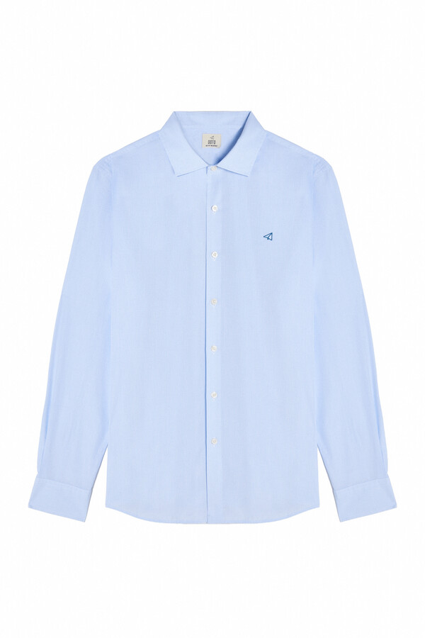 Cortefiel Long-sleeved Gingham shirt Blue