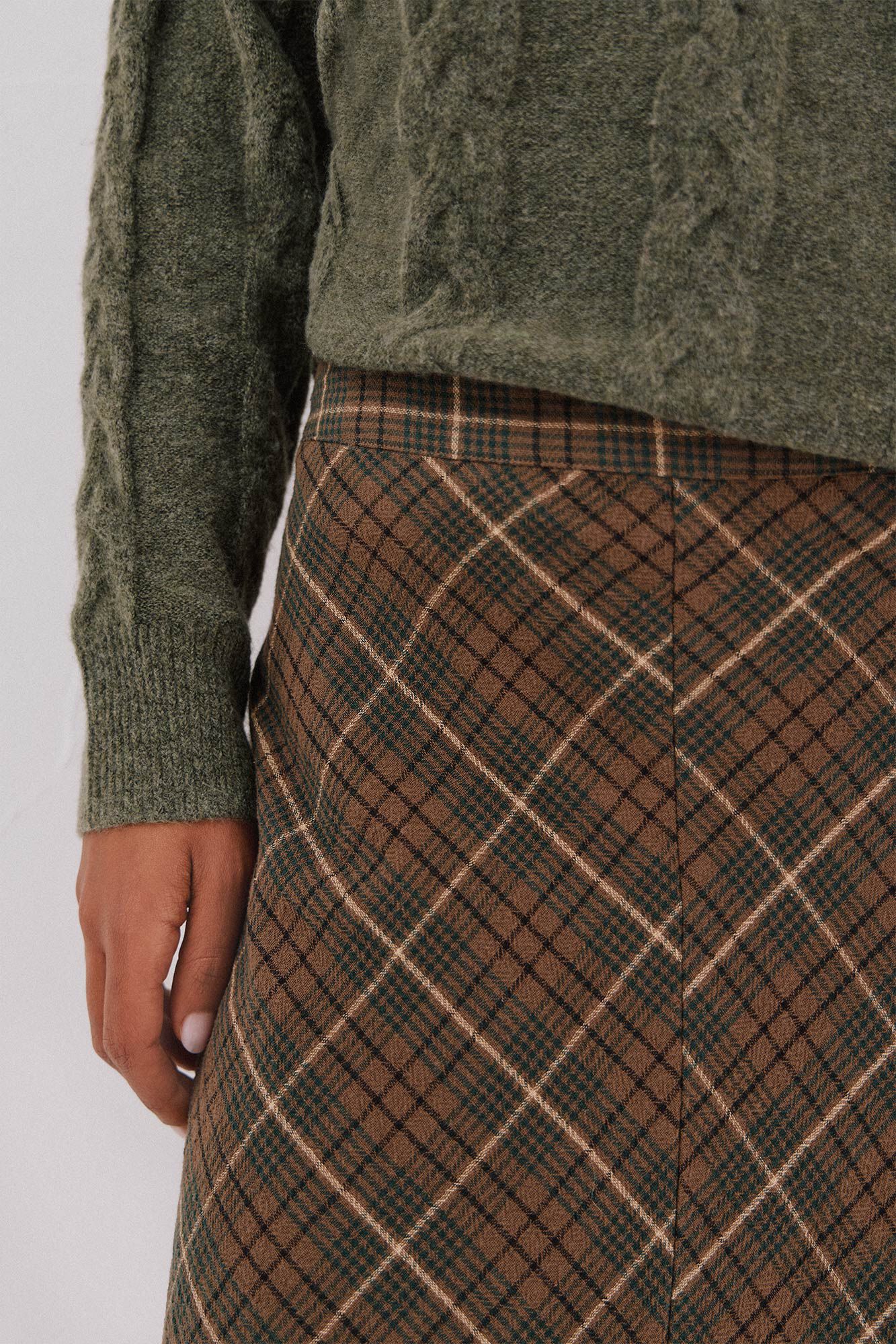 Cortefiel Saia capa xadrez Verde