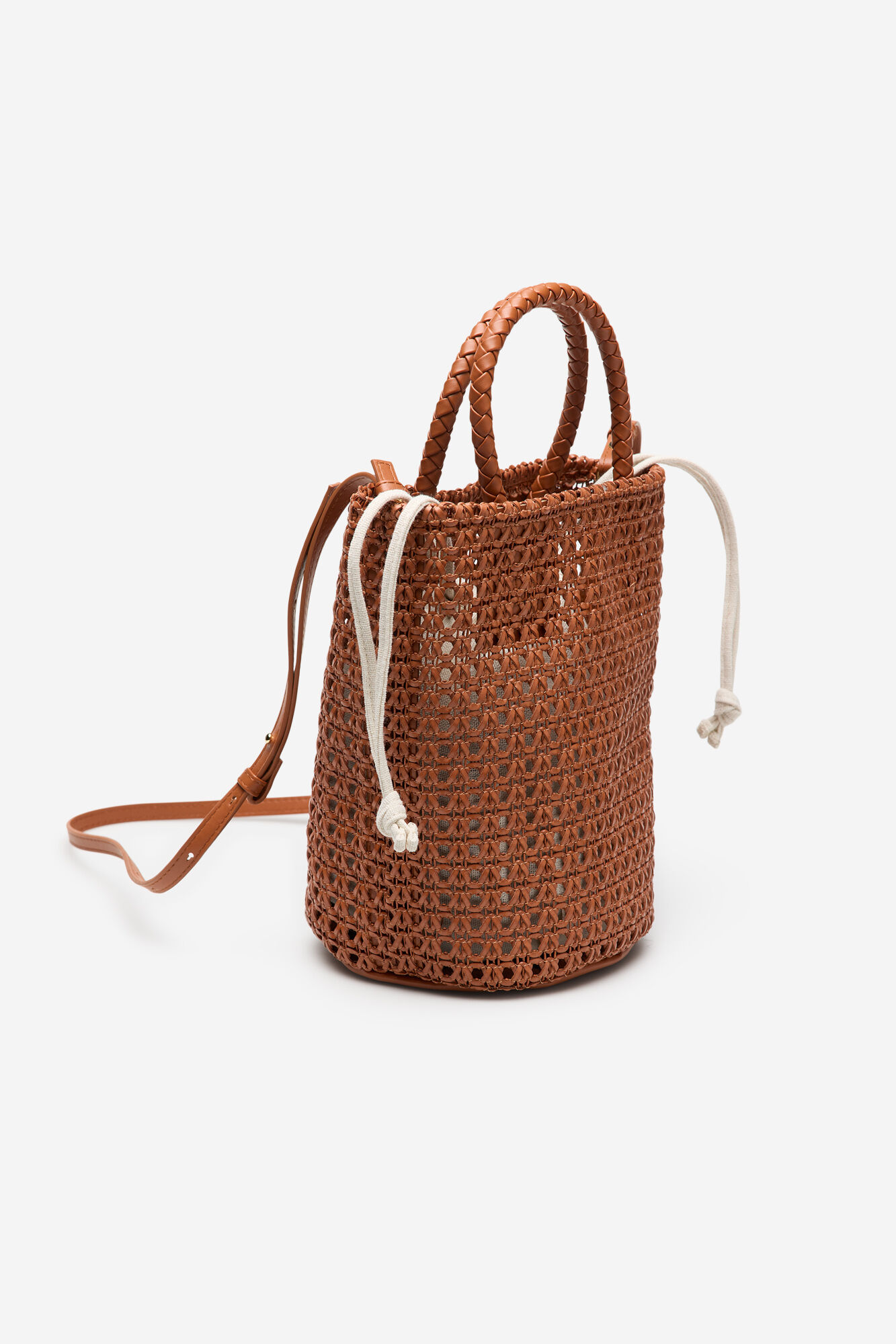 Cortefiel Braided bucket bag Coral