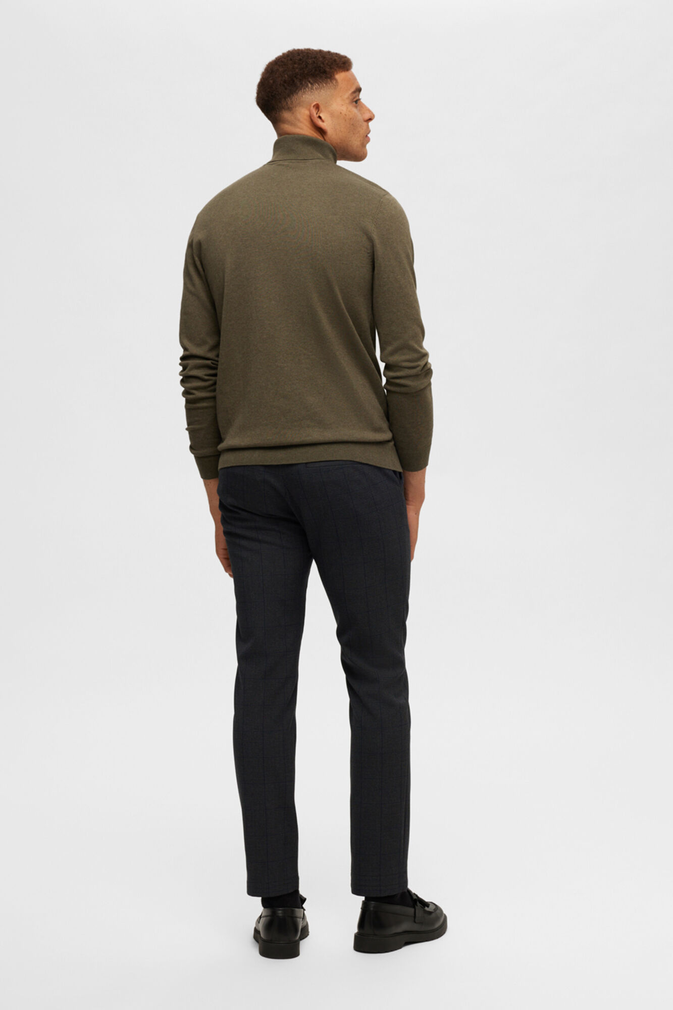 Selected Camisola gola dobrada 100% algod&atilde;o Verde