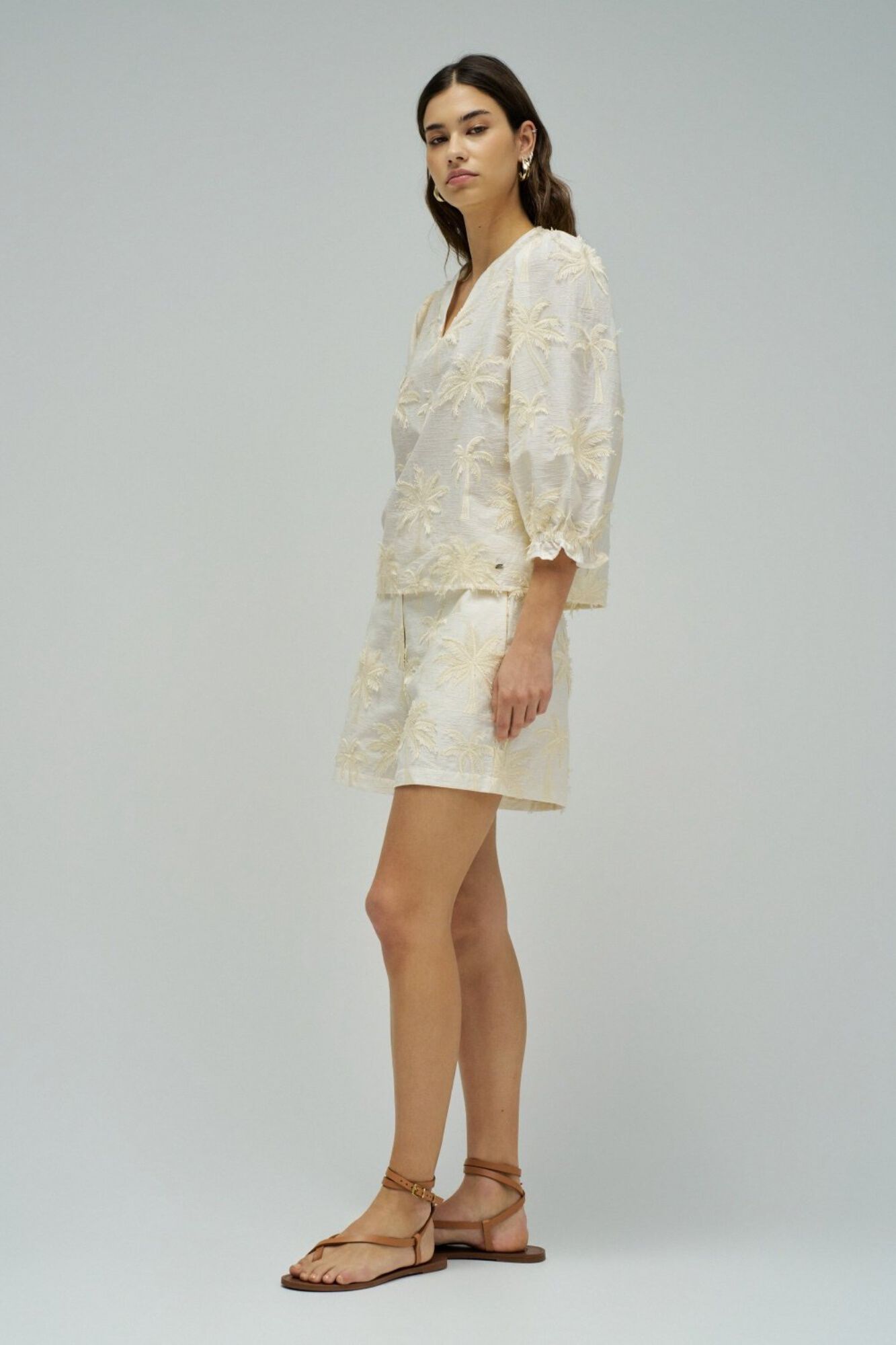 Salsa Jeans Blusa com efeito de tecido 3D texturizado Ecru