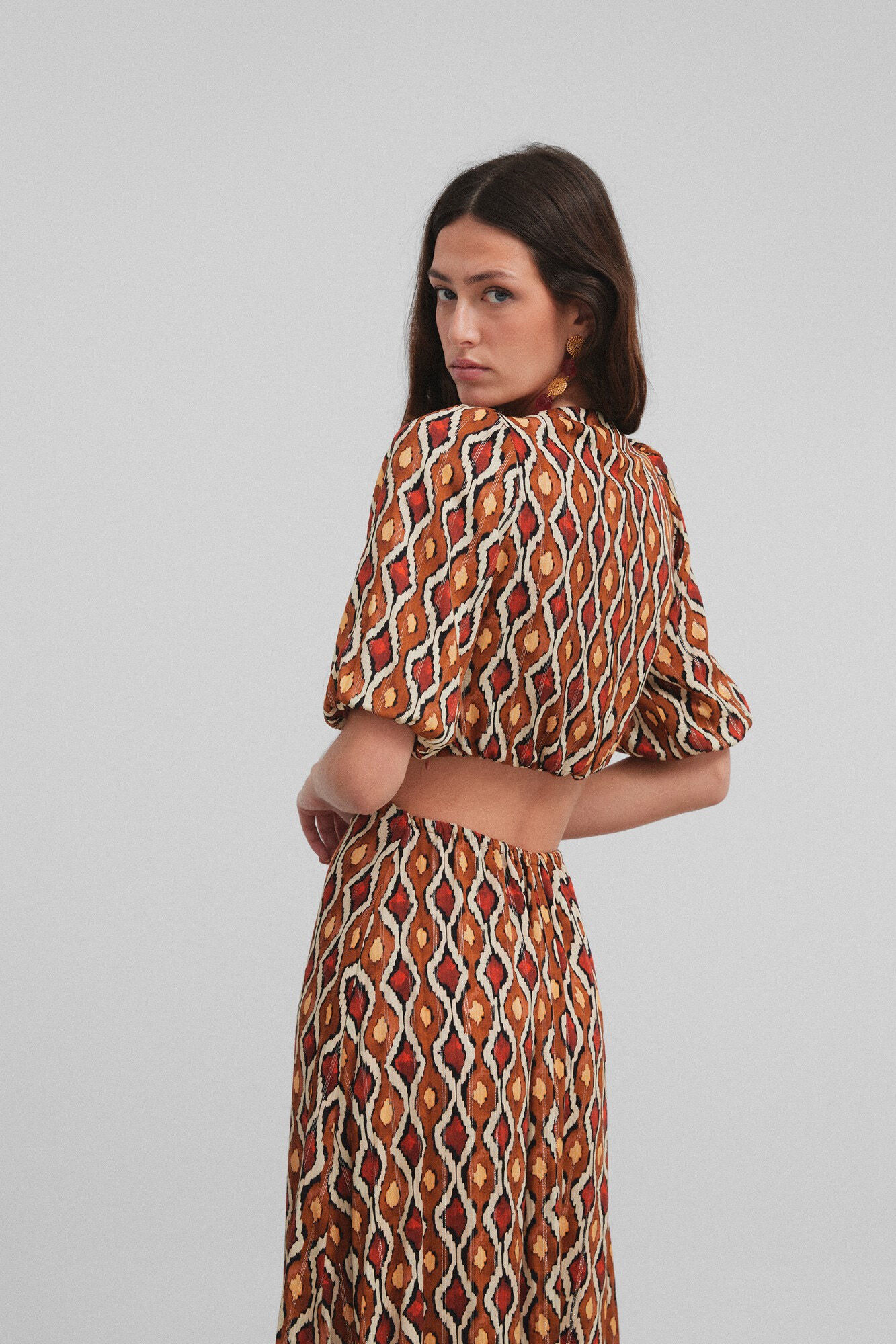 Silbon Vestido largo cut out estampado Estampado naranja