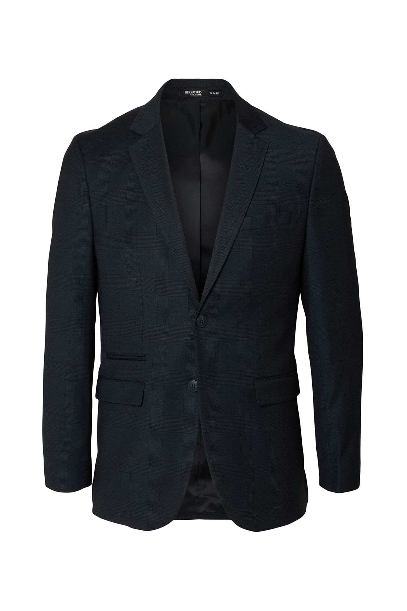 Selected Blazer xadrez slim fit Azul
