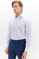 Cortefiel Camisa vestir lisa slim fit fácil plancha Azul