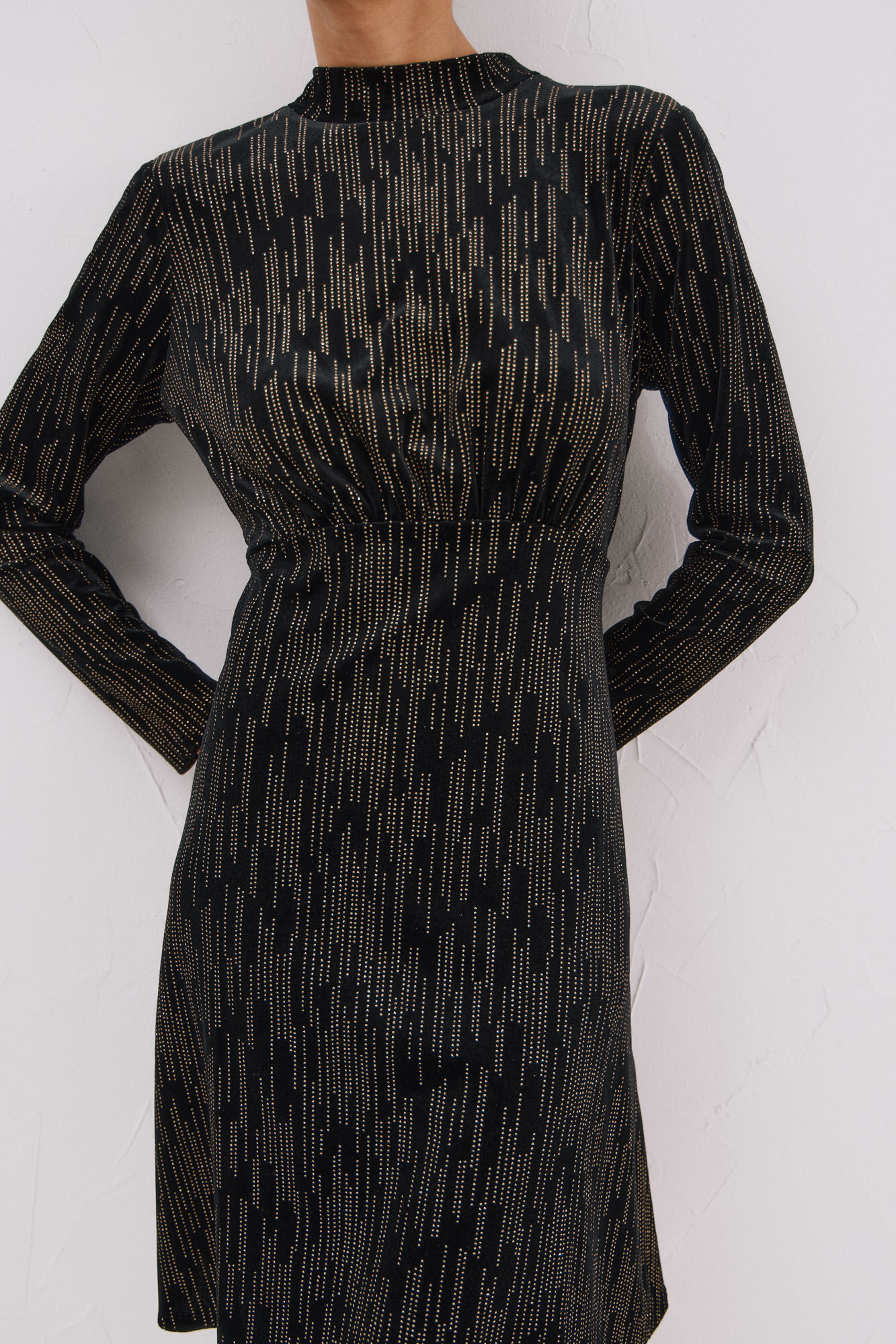 Cortefiel Short dress with shiny touches Black