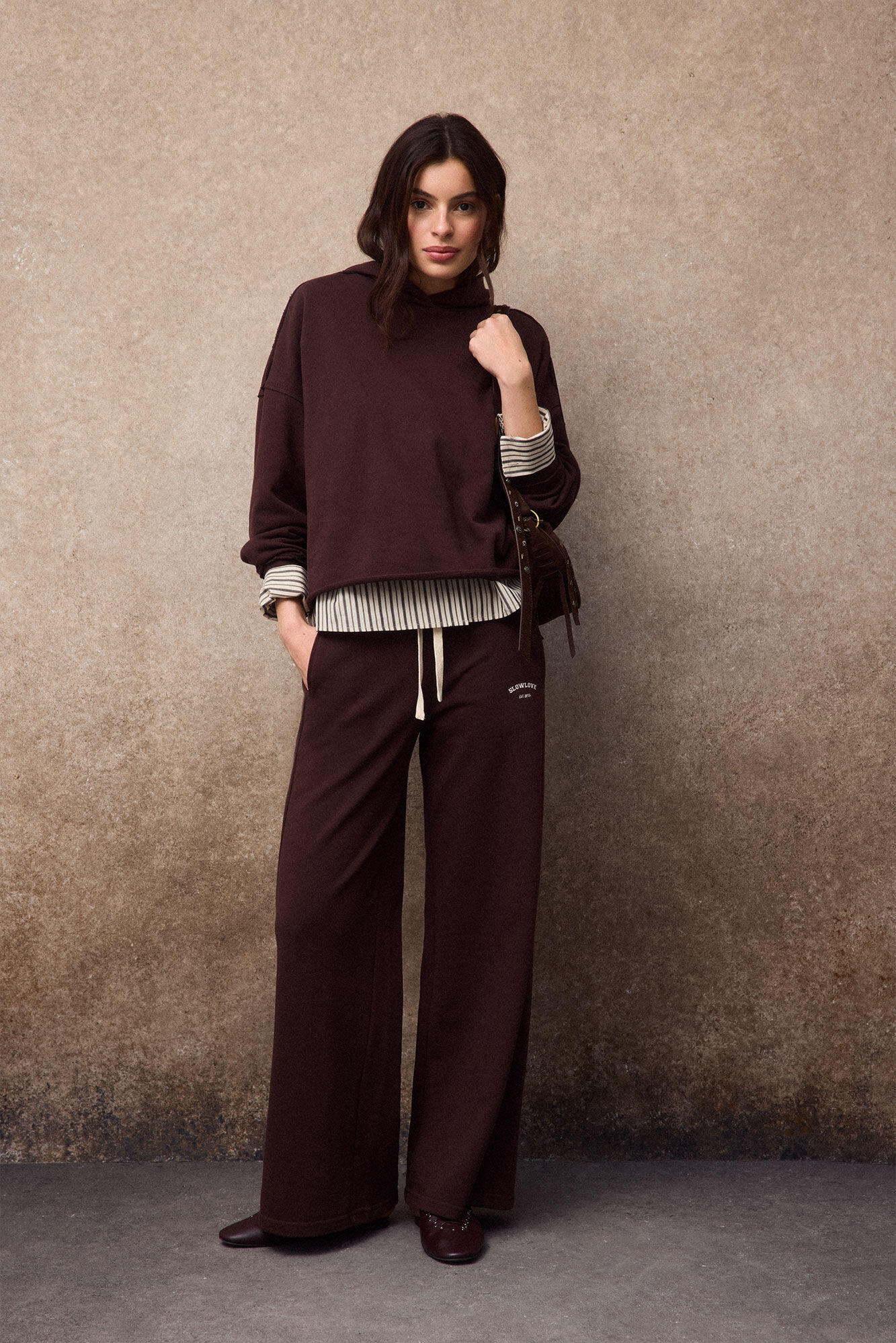 Slowlove Pantal&oacute;n de chandal Marr&oacute;n oscuro