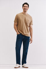 Cortefiel Basic t-shirt with pocket Beige