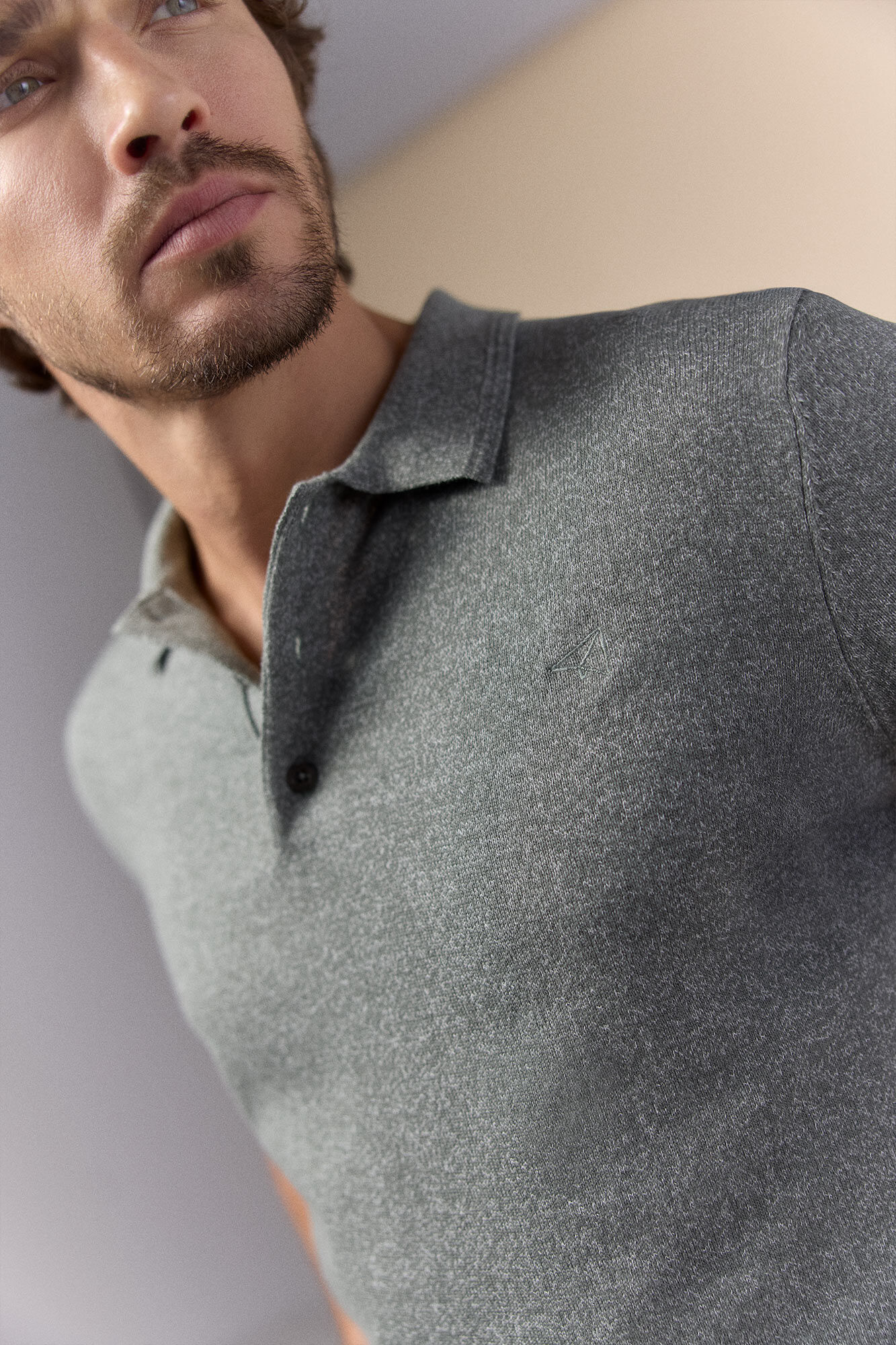 OOTO Twisted short sleeve polo shirt Kaki