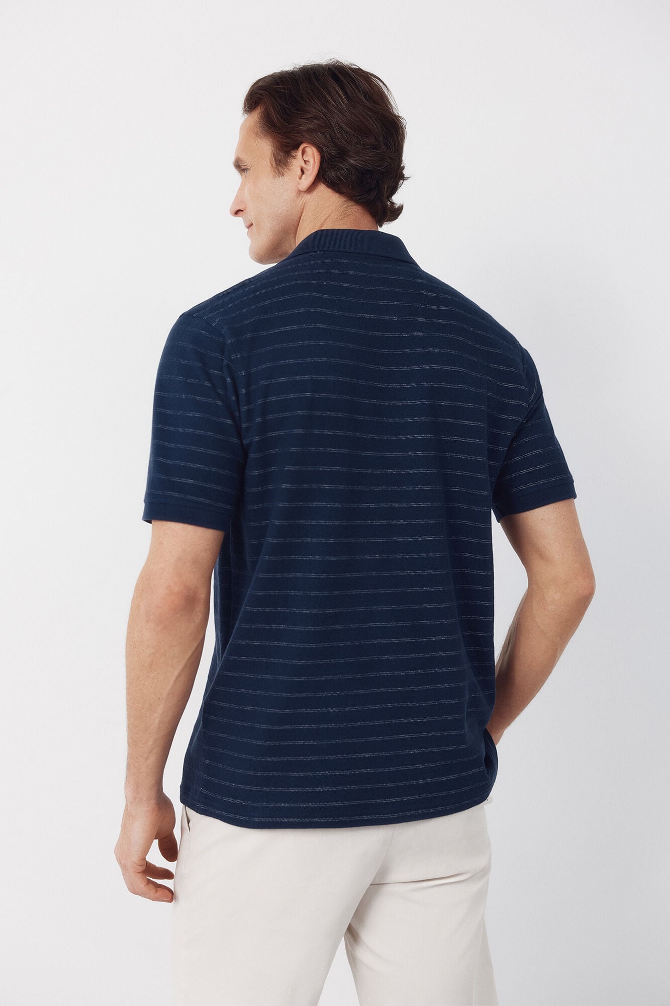 Cortefiel Striped structure polo shirt Navy