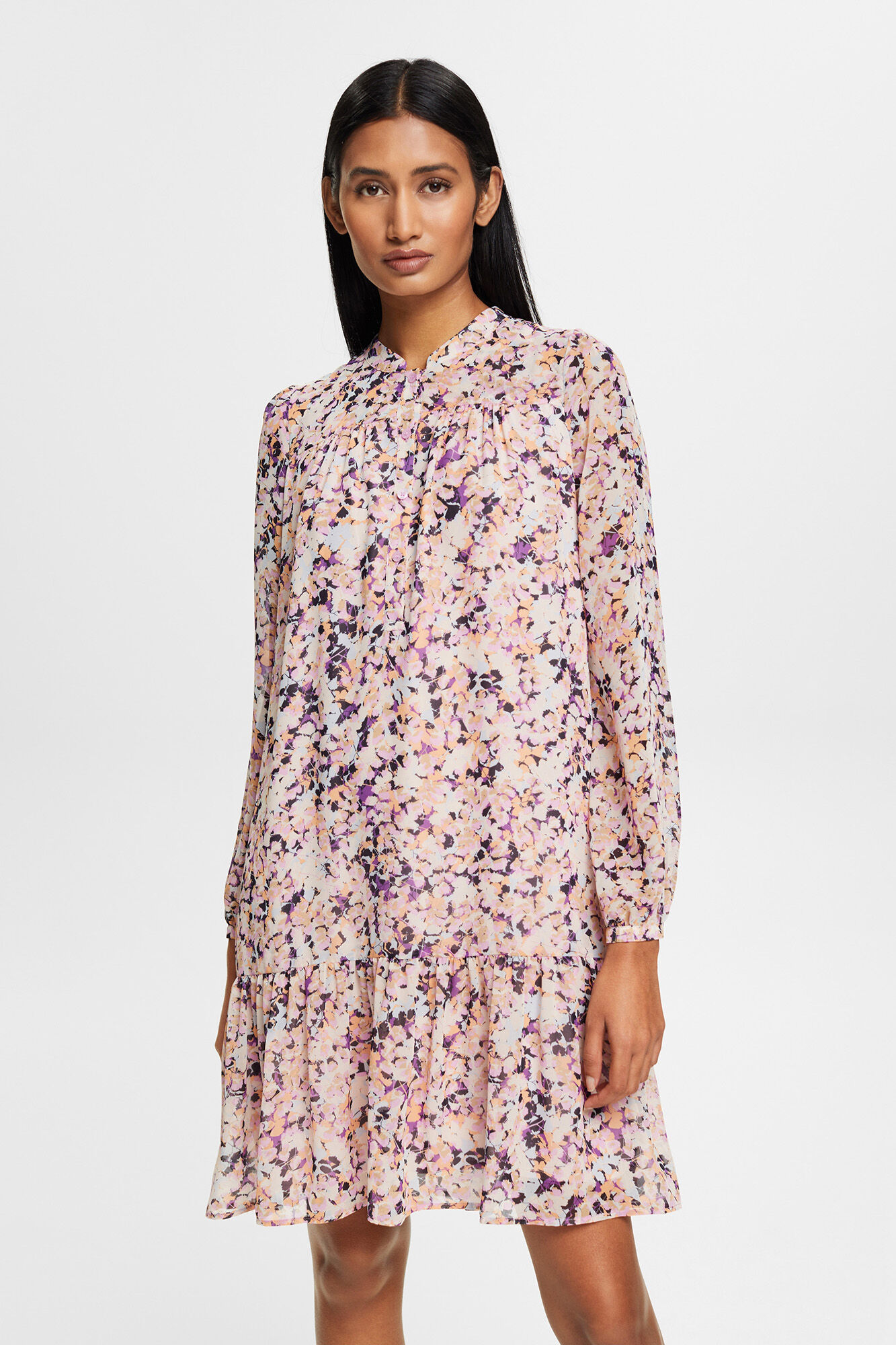 Esprit Floral print midi dress with ruffles Multicolour