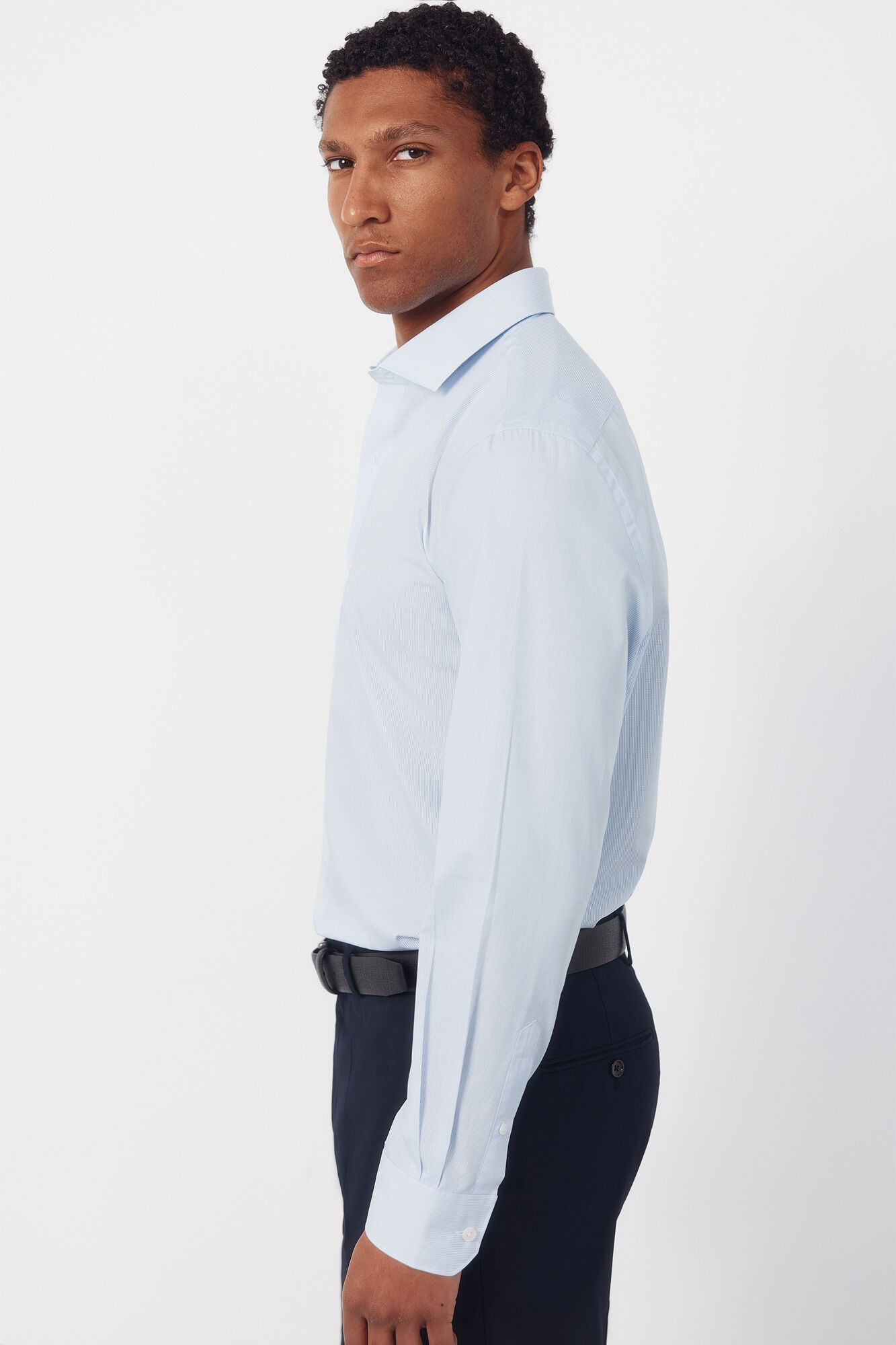 Cortefiel Slim fit easy-iron check dress shirt Blue