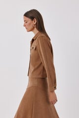 Cortefiel Faux leather lightweight jacket Beige