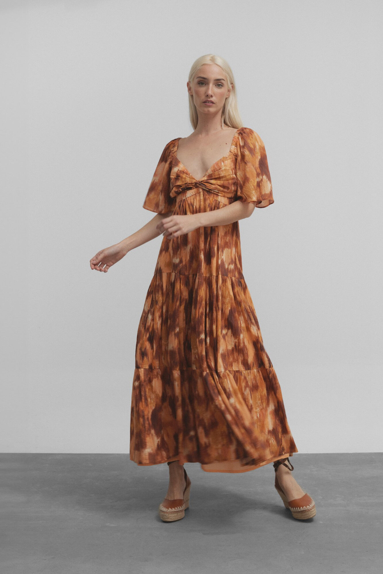 Silbon Vestido midi estampado  Castanho