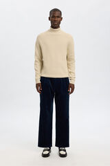 Selected Camisola de gola 100% algod&atilde;o org&acirc;nico Tostado