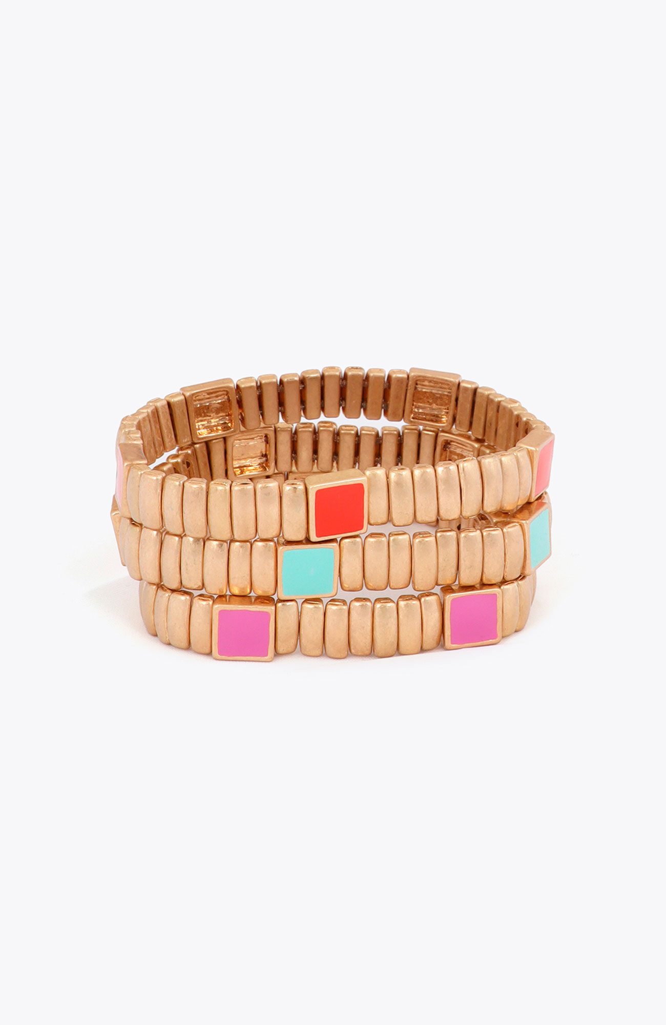 Lola Casademunt Conjunto de pulseiras el&aacute;sticas met&aacute;licas com detalhes de cor Dourado