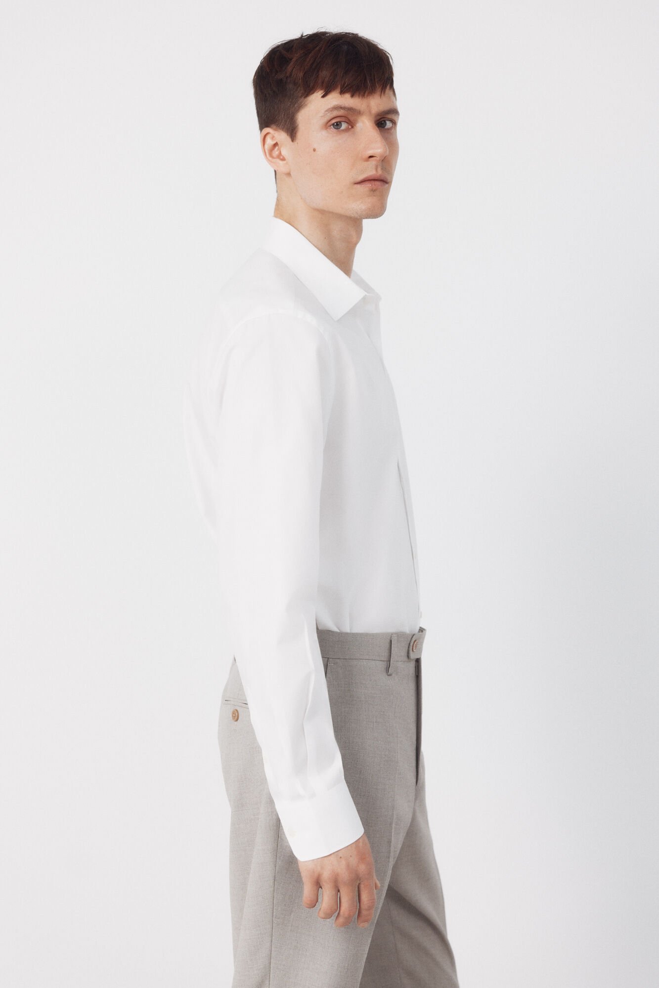 Cortefiel Plain tencel cotton dress shirt