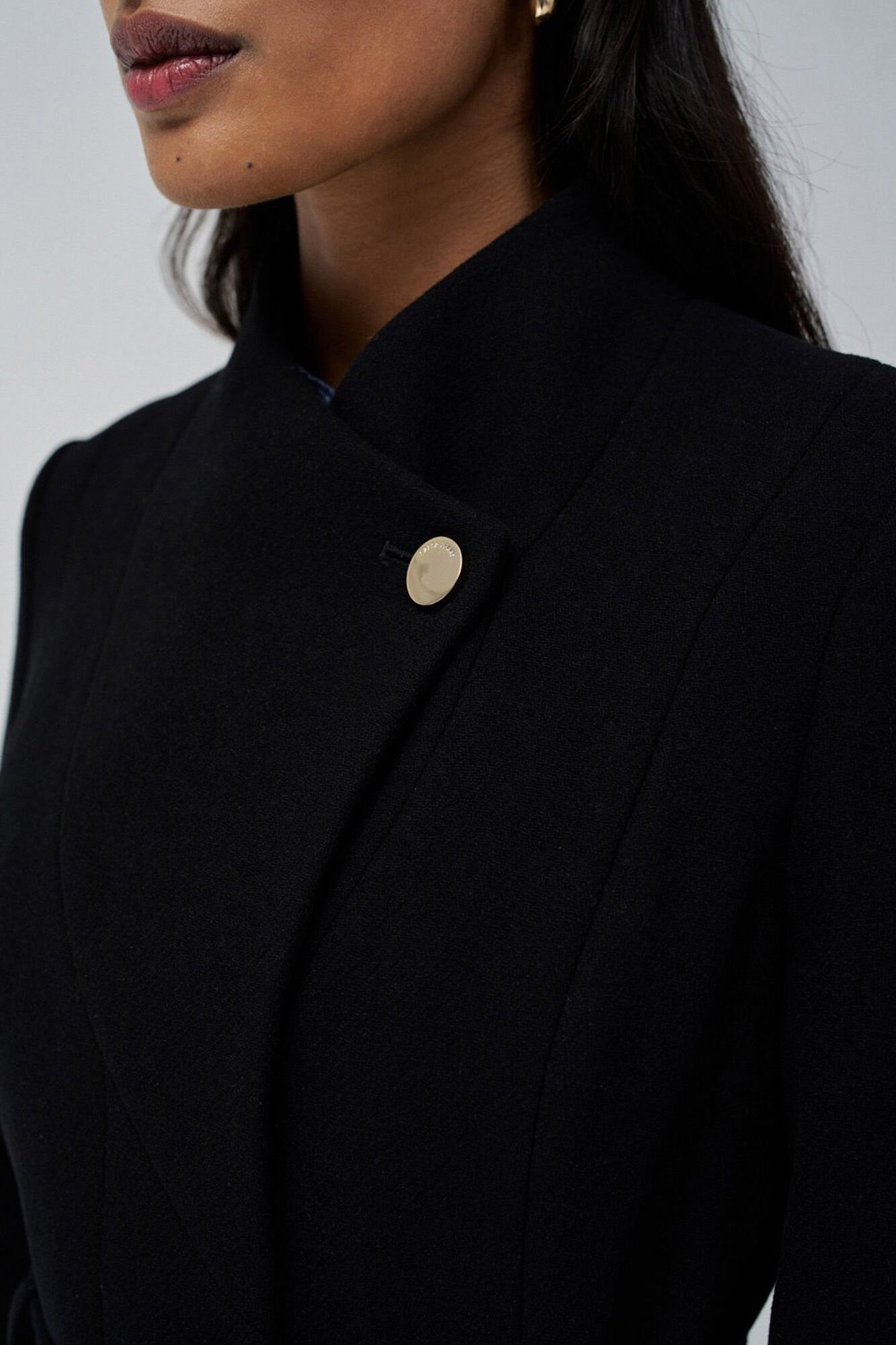 Salsa Jeans Sobretudo de tecido Long Grace com cinto Preto