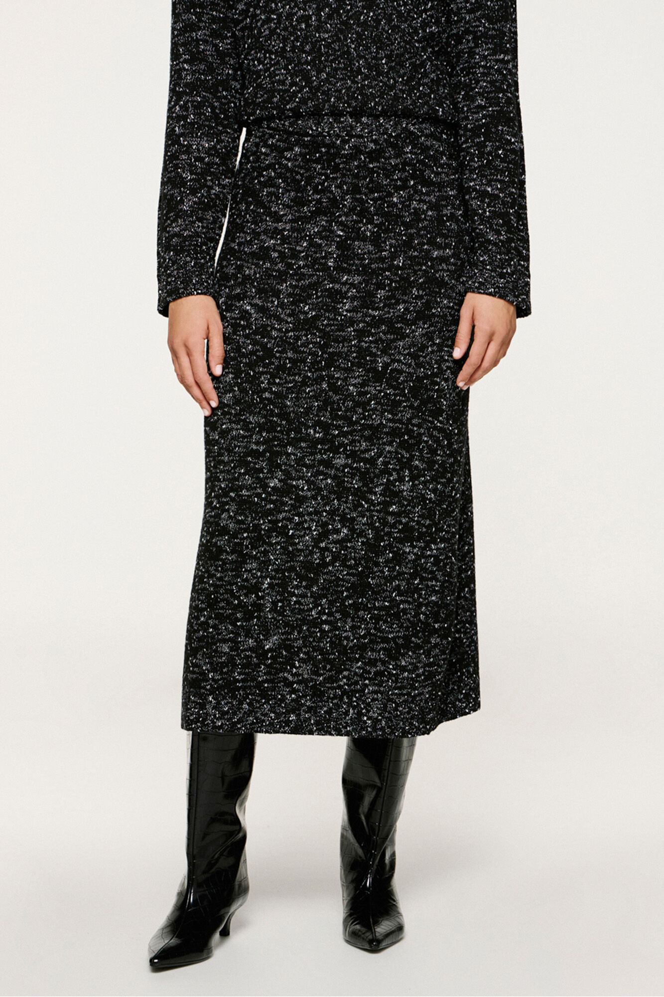 Selected Saia midi de algod&atilde;o org&acirc;nico Preto