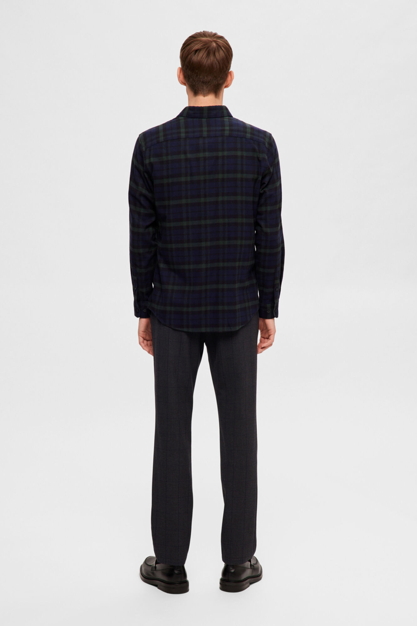 Selected Camisa de manga comprida com corte slim Azul