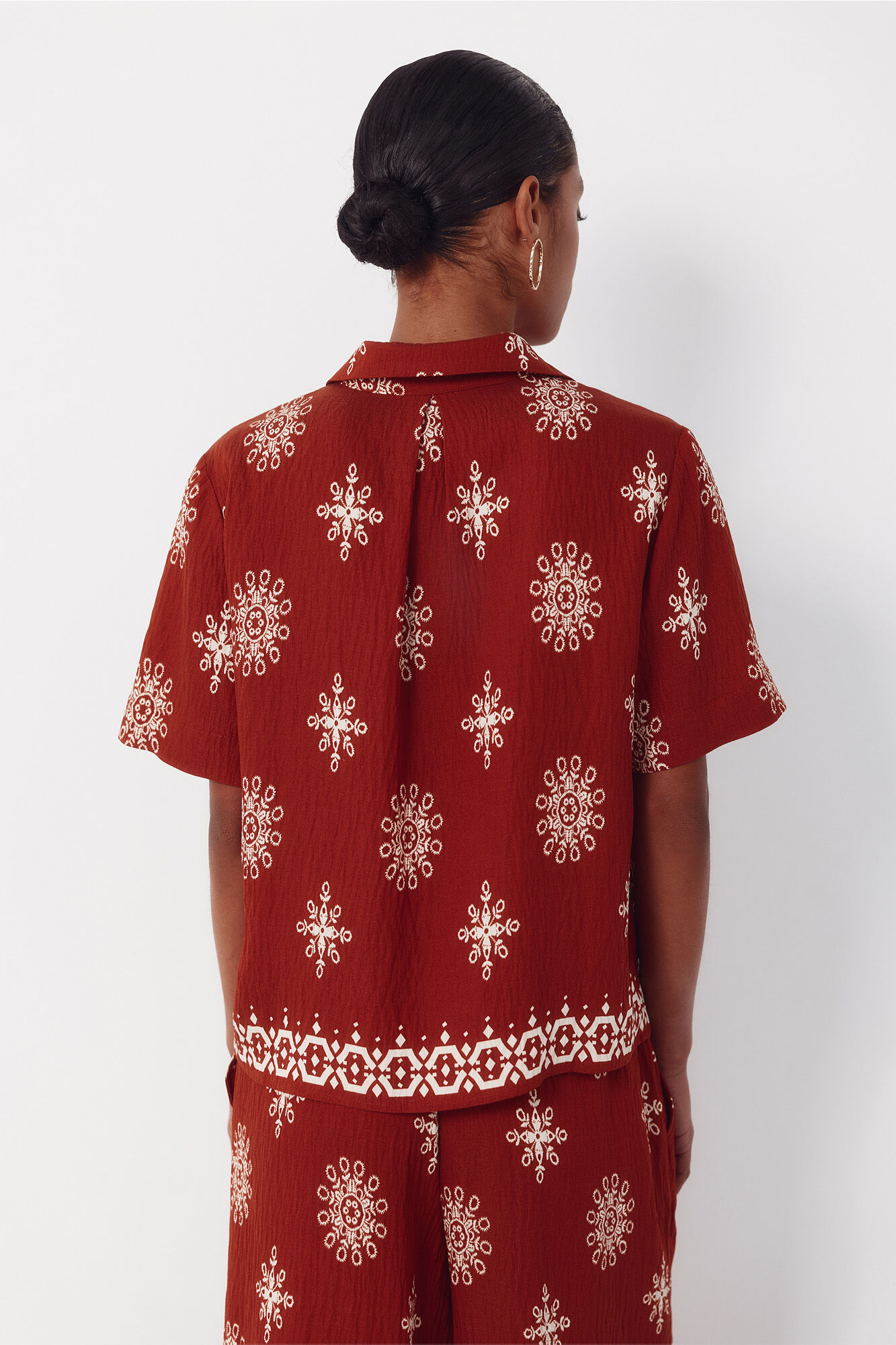 Cortefiel Camisa manga curta estampada Vermelho