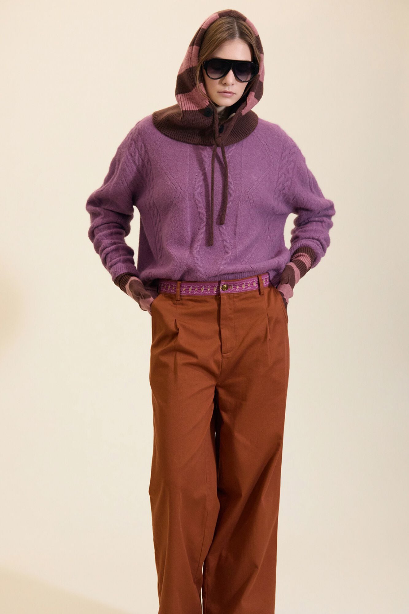 Meisie Canvas straight trousers Orange
