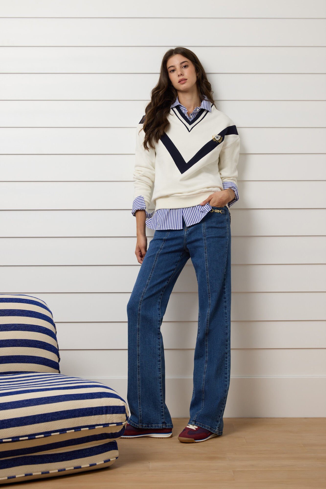 Silbon Sweatshirt feminino com escudo Ecru