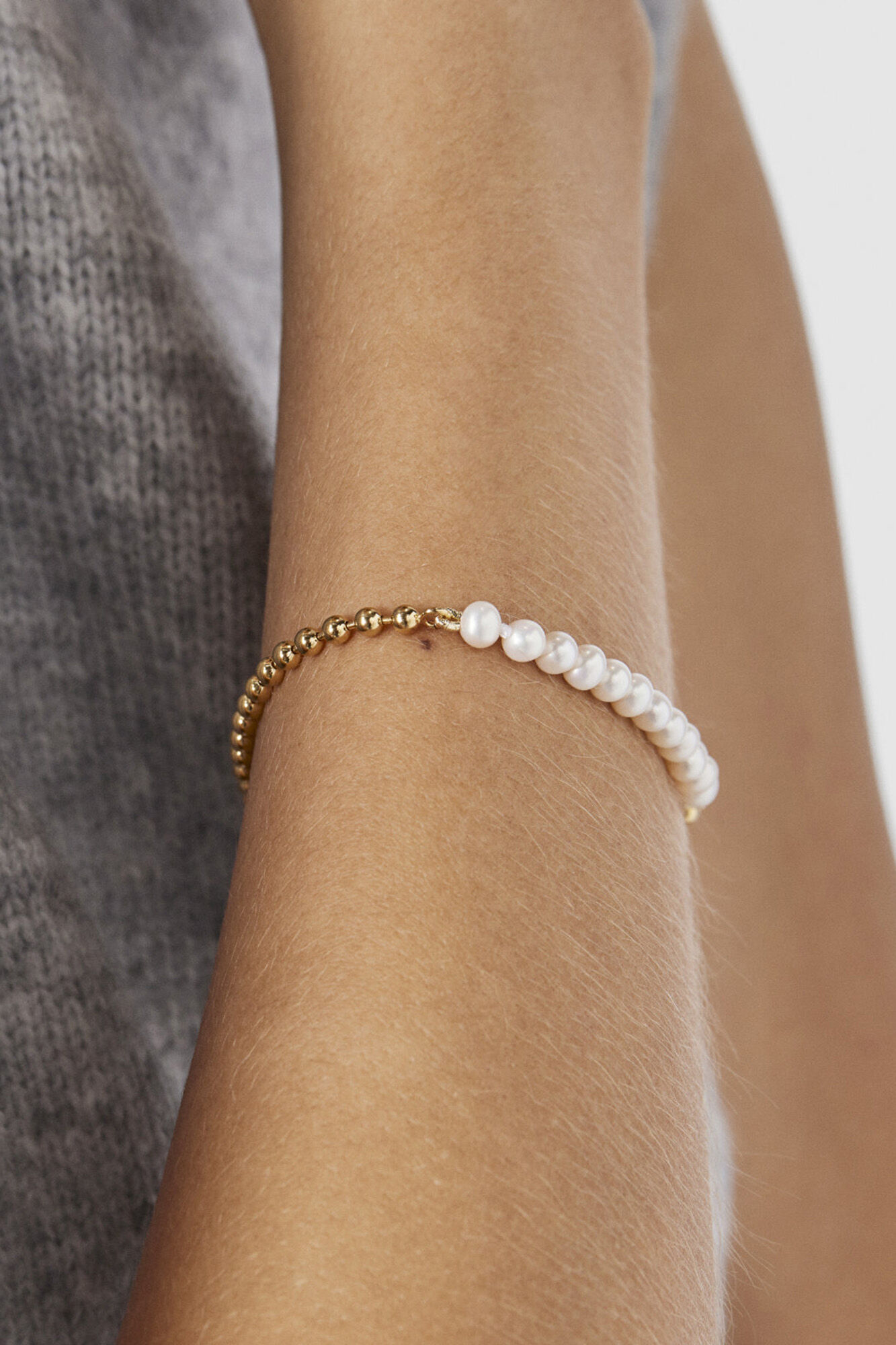 Tous Pulsera de plata vermeil y perlas Amarillo