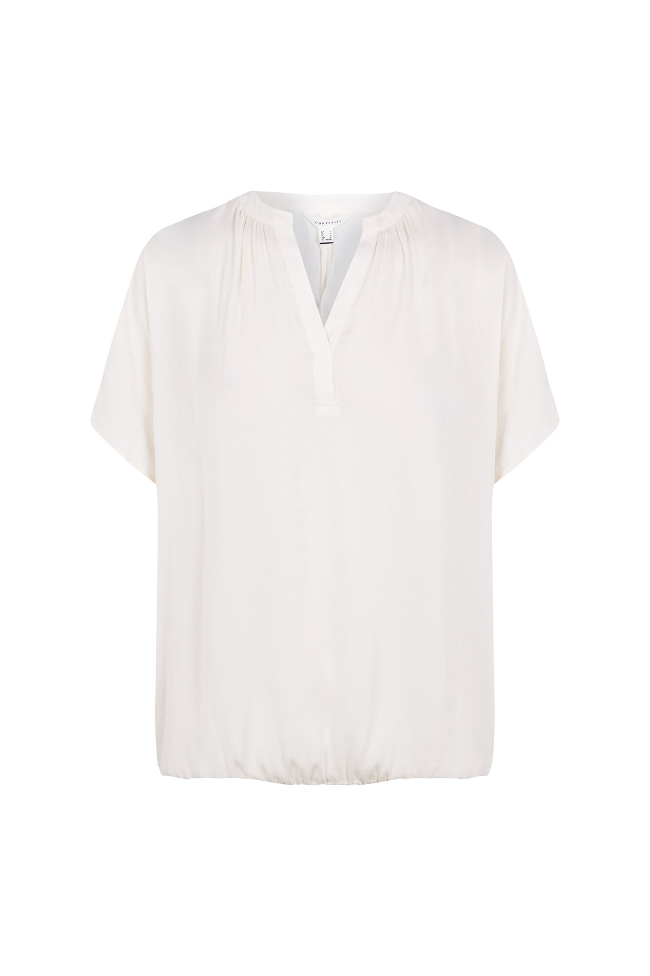 Cortefiel Satin-finish short sleeve blouse Ivory