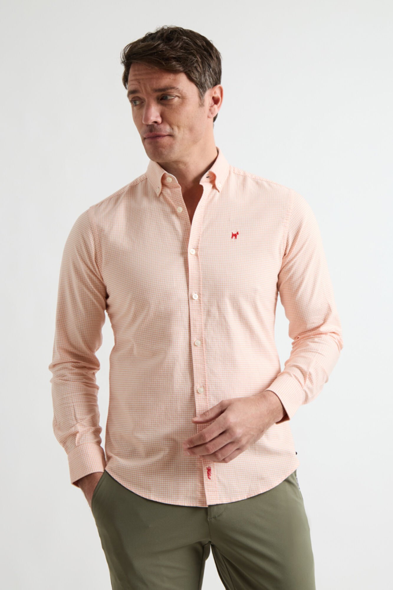 Williot Camisa mini xadrez Tencel Laranja