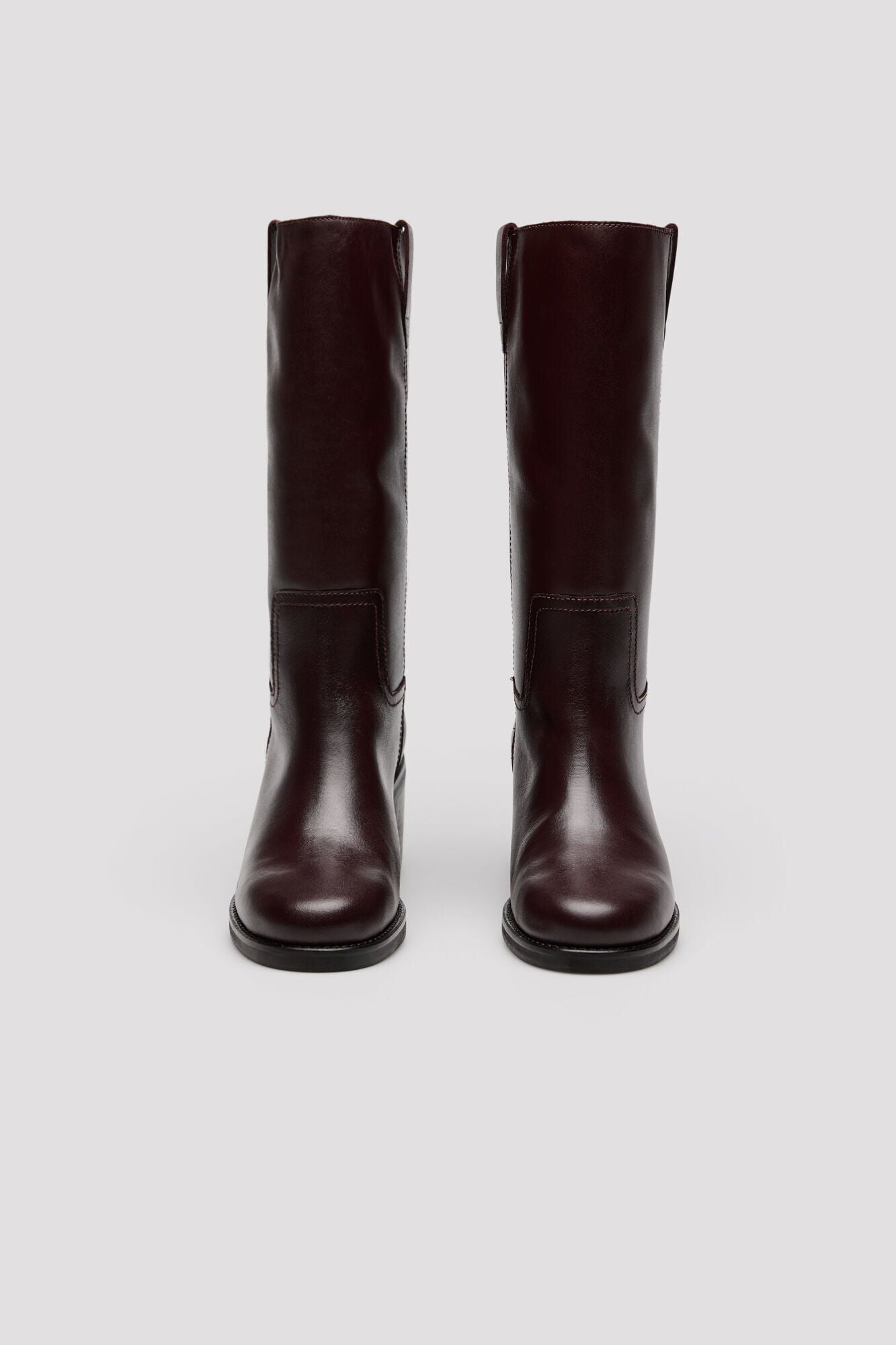 Cortefiel Leather heel boot Maroon