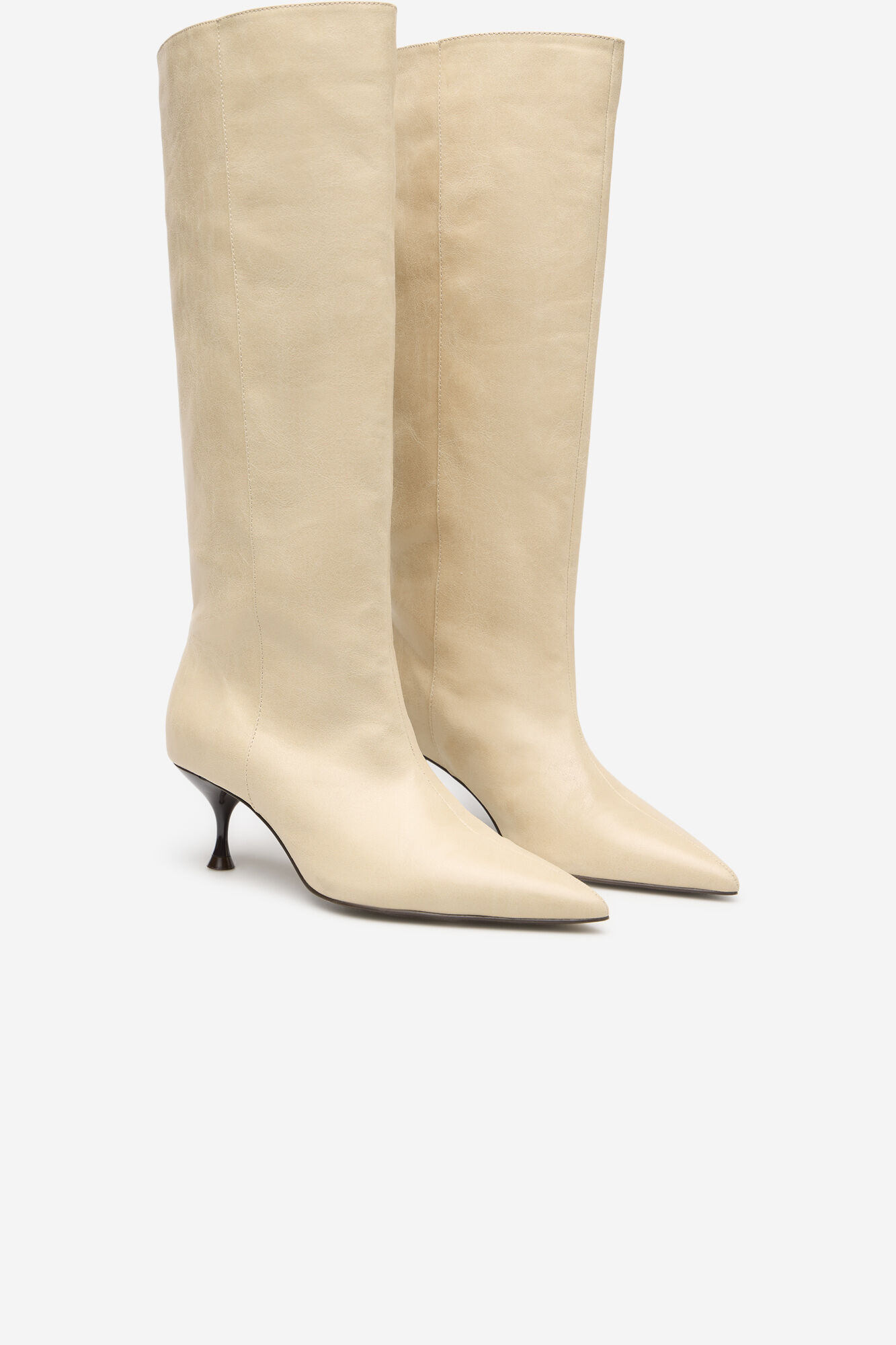 Cortefiel Coconut-effect kitten-heeled boot Beige