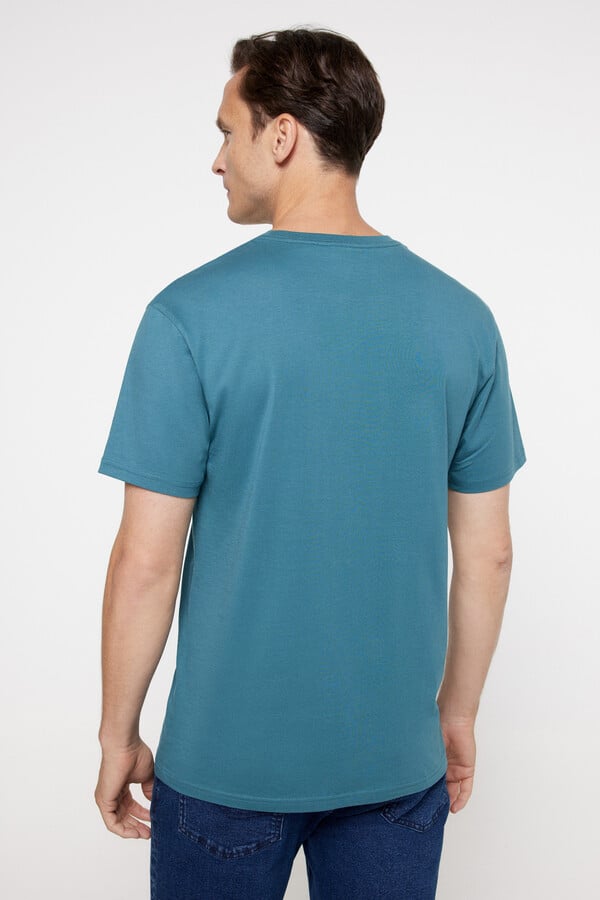 Cortefiel Columbia CSC Basic Logo short-sleeved T-shirt for men™ Turquoise