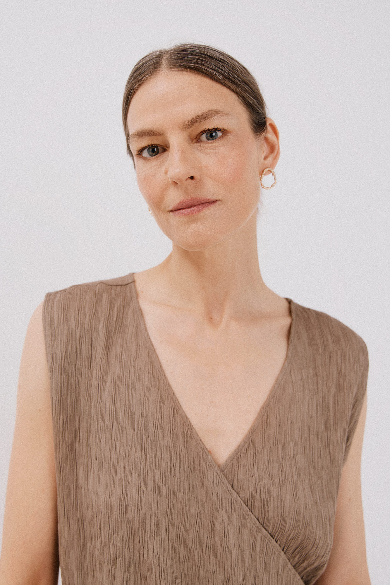 Cortefiel Asymmetrical textured top Printed brown